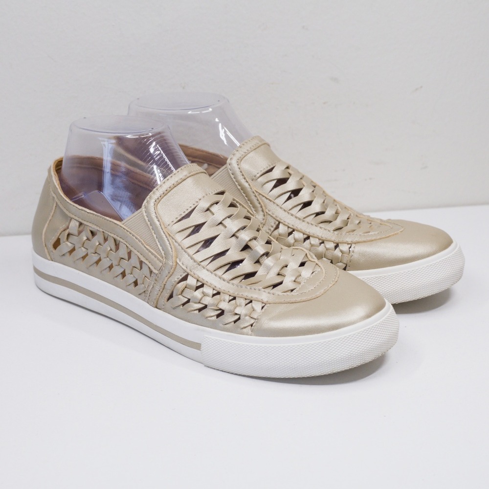 L'AMOUR DES PIEDS‎ Karsha Woven Leather Slip On Sneaker Metallic Gold Sz 9M